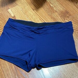 Jag Elastic Waistband Women’s SZ L Navy Blue Boyleg high waist Swim Shop NWOT